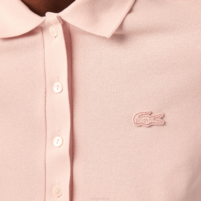 Women Lacoste V0ZN2508 Light Pink ADY Slim Fit Stretch Cotton Pique Polo - Image 6