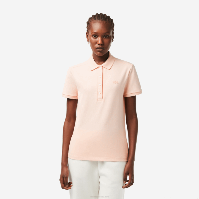 Women Lacoste V0ZN2508 Light Pink ADY Slim Fit Stretch Cotton Pique Polo - Image 1