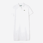 Women Lacoste V0ZN2511 White 001 Trumpet Sleeve Pique Polo Dress - Image 4
