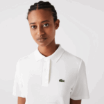 Women Lacoste V0ZN2512 White 70V Trumpet Sleeve Pique Polo Dress - Image 2