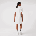Women Lacoste V0ZN2512 White 70V Trumpet Sleeve Pique Polo Dress - Image 3
