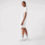 Women Lacoste V0ZN2512 White 70V Trumpet Sleeve Pique Polo Dress - Image 6