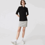 Women Lacoste V0ZN2515 Black 031 Slim Fit Supple Cotton Polo - Image 2