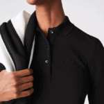 Women Lacoste V0ZN2515 Black 031 Slim Fit Supple Cotton Polo - Image 5