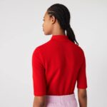 Women Lacoste V0ZN2516 Red 240 Slim Fit Supple Cotton Polo - Image 2