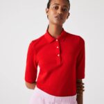 Women Lacoste V0ZN2516 Red 240 Slim Fit Supple Cotton Polo