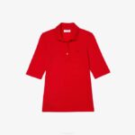 Women Lacoste V0ZN2516 Red 240 Slim Fit Supple Cotton Polo - Image 4