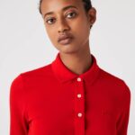 Women Lacoste V0ZN2516 Red 240 Slim Fit Supple Cotton Polo - Image 5