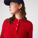 Women Lacoste V0ZN2516 Red 240 Slim Fit Supple Cotton Polo - Image 6