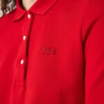 Women Lacoste V0ZN2516 Red 240 Slim Fit Supple Cotton Polo - Image 7