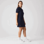 Women Lacoste V0ZN2517 Navy Blue 166 Branded Cotton Jersey Polo Dress - Image 3