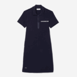Women Lacoste V0ZN2517 Navy Blue 166 Branded Cotton Jersey Polo Dress - Image 6