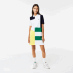 Women Lacoste V0ZN2519 White SBH Patchwork Pique Polo Dress - Image 2