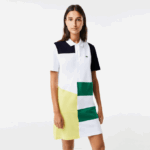 Women Lacoste V0ZN2519 White SBH Patchwork Pique Polo Dress