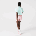 Women Lacoste V0ZN2526 Turquoise NRE Loose Fit Short Print Organic Cotton Polo - Image 3