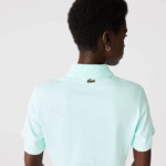 Women Lacoste V0ZN2526 Turquoise NRE Loose Fit Short Print Organic Cotton Polo - Image 6