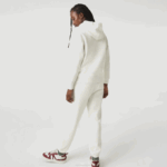 Women Lacoste V0ZN2529 White 70V Loose Fit Hooded Cotton Blend Sweatshirt - Image 3