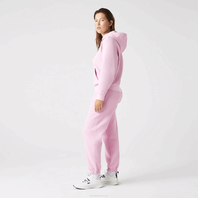 Women Lacoste V0ZN2530 Pink Z4H Loose Fit Hooded Cotton Blend Sweatshirt - Image 2