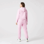 Women Lacoste V0ZN2530 Pink Z4H Loose Fit Hooded Cotton Blend Sweatshirt - Image 3