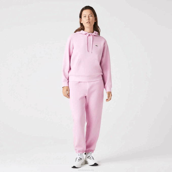 Women Lacoste V0ZN2530 Pink Z4H Loose Fit Hooded Cotton Blend Sweatshirt - Image 1