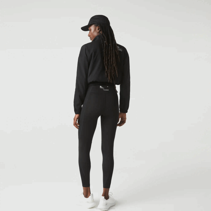 Women Lacoste V0ZN2531 Black 8VM SPORT Color-Block Knit Effect Leggings - Image 3