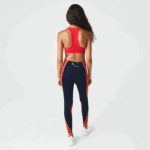 Women Lacoste V0ZN2532 Navy Blue Red 4XH SPORT Color-Block Knit Effect Leggings - Image 3