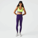 Women Lacoste V0ZN2533 Purple 50W SPORT Color-Block Knit Effect Leggings - Image 2
