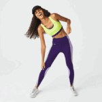 Women Lacoste V0ZN2533 Purple 50W SPORT Color-Block Knit Effect Leggings