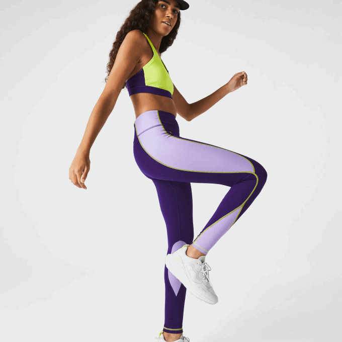 Women Lacoste V0ZN2533 Purple 50W SPORT Color-Block Knit Effect Leggings - Image 4
