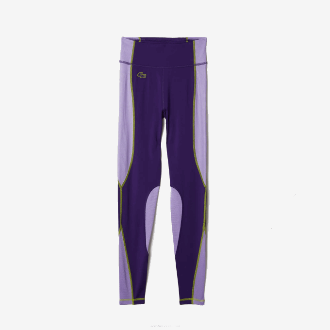 Women Lacoste V0ZN2533 Purple 50W SPORT Color-Block Knit Effect Leggings - Image 5