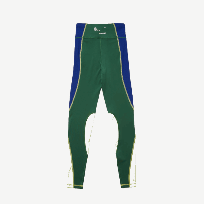Women Lacoste V0ZN2534 Green Blue Flashy Yellow BZQ SPORT Color-Block Knit Effect Leggings - Image 2