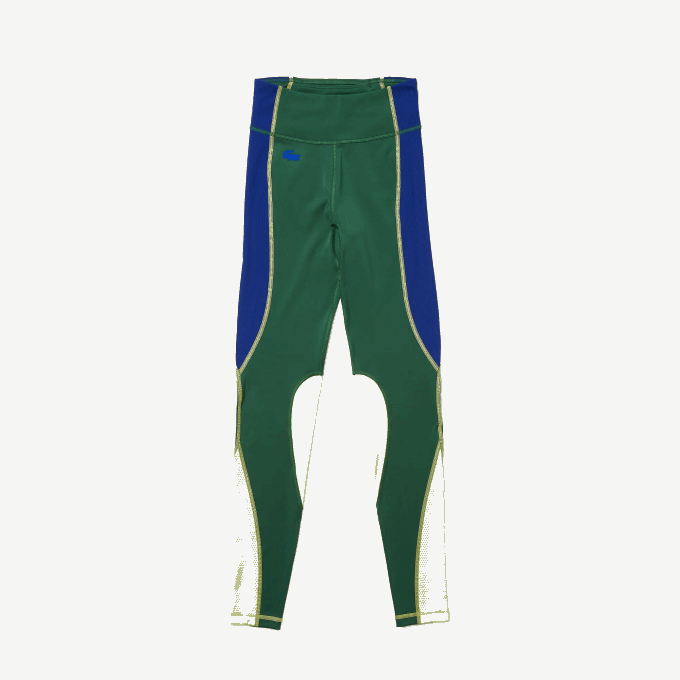 Women Lacoste V0ZN2534 Green Blue Flashy Yellow BZQ SPORT Color-Block Knit Effect Leggings - Image 1