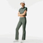 Women Lacoste V0ZN2535 Green Beige 7M4 Monogram Print Trackpants
