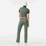 Women Lacoste V0ZN2535 Green Beige 7M4 Monogram Print Trackpants - Image 3