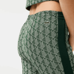 Women Lacoste V0ZN2535 Green Beige 7M4 Monogram Print Trackpants - Image 4