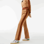 Women Lacoste V0ZN2536 Beige Brown ZWM Monogram Print Trackpants - Image 2