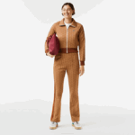 Women Lacoste V0ZN2536 Beige Brown ZWM Monogram Print Trackpants