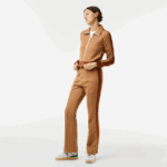 Women Lacoste V0ZN2536 Beige Brown ZWM Monogram Print Trackpants - Image 7