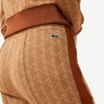 Women Lacoste V0ZN2536 Beige Brown ZWM Monogram Print Trackpants - Image 8