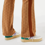Women Lacoste V0ZN2536 Beige Brown ZWM Monogram Print Trackpants - Image 9