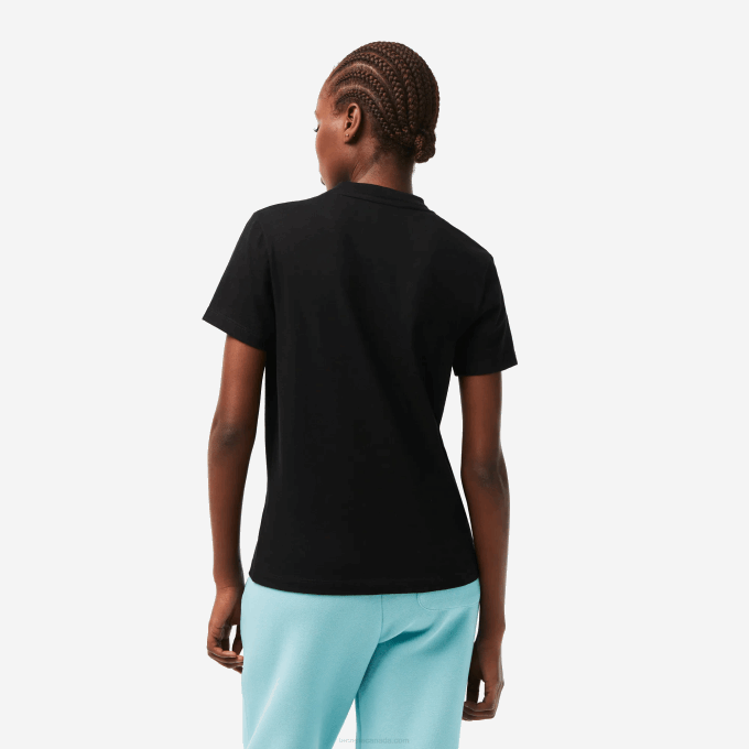 Women Lacoste V0ZN2542 Black 031 SPORT Organic Cotton Jersey T-Shirt - Image 3