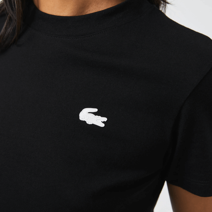Women Lacoste V0ZN2542 Black 031 SPORT Organic Cotton Jersey T-Shirt - Image 4