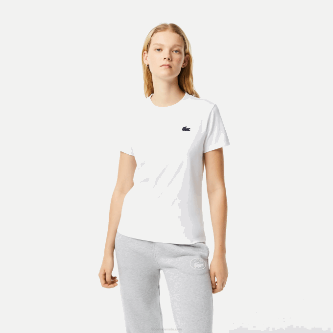 Women Lacoste V0ZN2543 White 001 SPORT Organic Cotton Jersey T-Shirt - Image 1