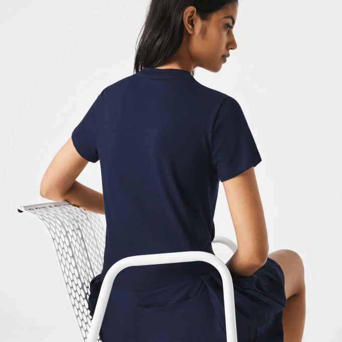 Women Lacoste V0ZN2544 Navy Blue 166 SPORT Organic Cotton Jersey T-Shirt - Image 2