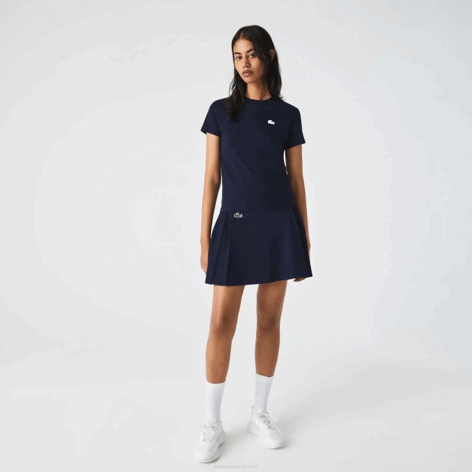 Women Lacoste V0ZN2544 Navy Blue 166 SPORT Organic Cotton Jersey T-Shirt - Image 1