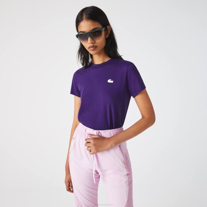 Women Lacoste V0ZN2545 Purple PFN SPORT Organic Cotton Jersey T-Shirt - Image 1