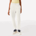 Women Lacoste V0ZN2551 White 70V Blended Cotton Joggers - Image 2