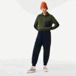 Women Lacoste V0ZN2552 Navy Blue Black R8P Badge Colorblock Trackpants