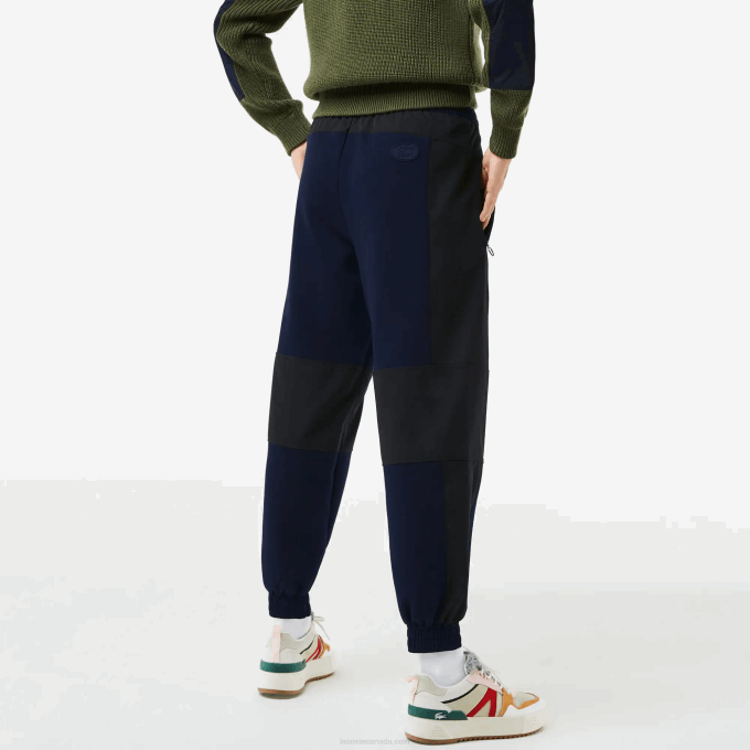 Women Lacoste V0ZN2552 Navy Blue Black R8P Badge Colorblock Trackpants - Image 3
