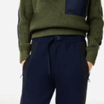 Women Lacoste V0ZN2552 Navy Blue Black R8P Badge Colorblock Trackpants - Image 4